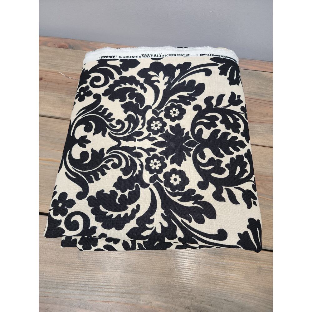 Waverly Essence Gray Off White Damask Upholstery Fabric 4 yards